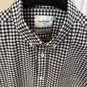 MEN'S GOODFELLOW SLIM FIT BUTTON DOWN SHIRT SIZE Medium BLUE/WHITE‎ CHECKERED